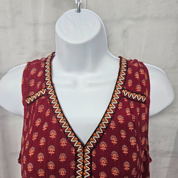 Patrons Of Peace Red Tank Peasant Boho Hippie Festival Embroidered S - Picture 2 of 11